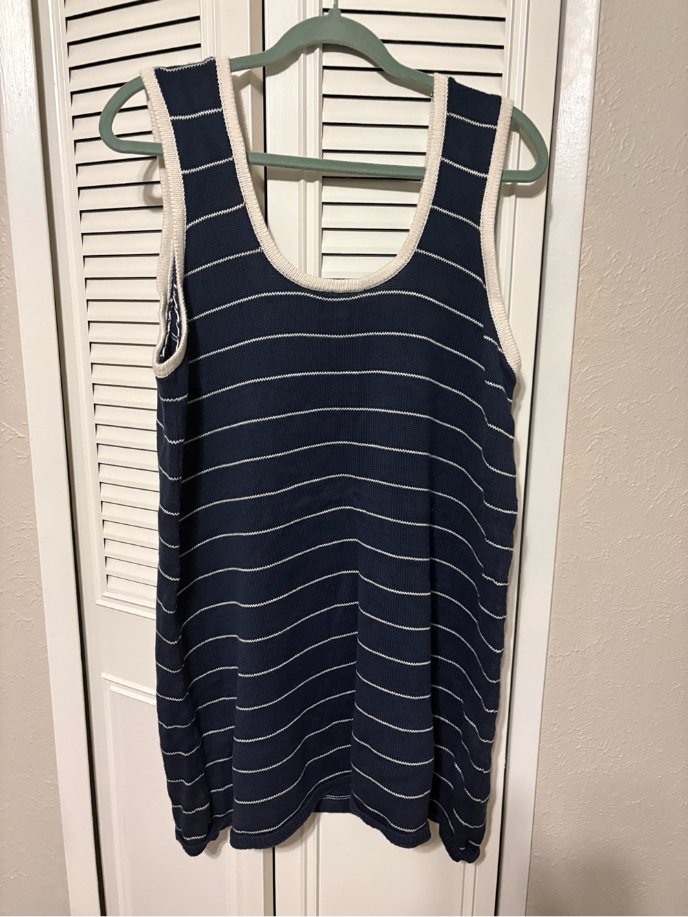ASOS Navy & White Striped Knit Tank Mini Dress